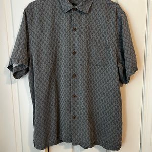 Tommy Bahama mens 100% silk gray button up